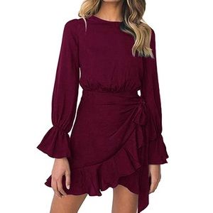Coventavenue - Ruffle Hem Mini Wrap Dress